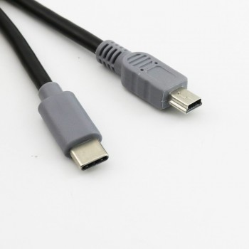 1pcs USB Type C 3.1 Male To Mini USB 5 Pin B Male Plug Converter OTG Adapter Lead Data Cable for Mobile Macbook 25cm / 1m 3ft
