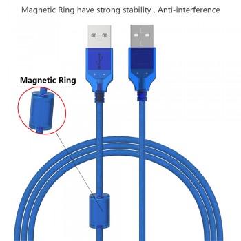 New USB2.0 Extension Cable Male to Male USB Adapter Transparent Blue Anti-interference Dual Shielding 0.3M 0.5M 1.5M 3M 5M