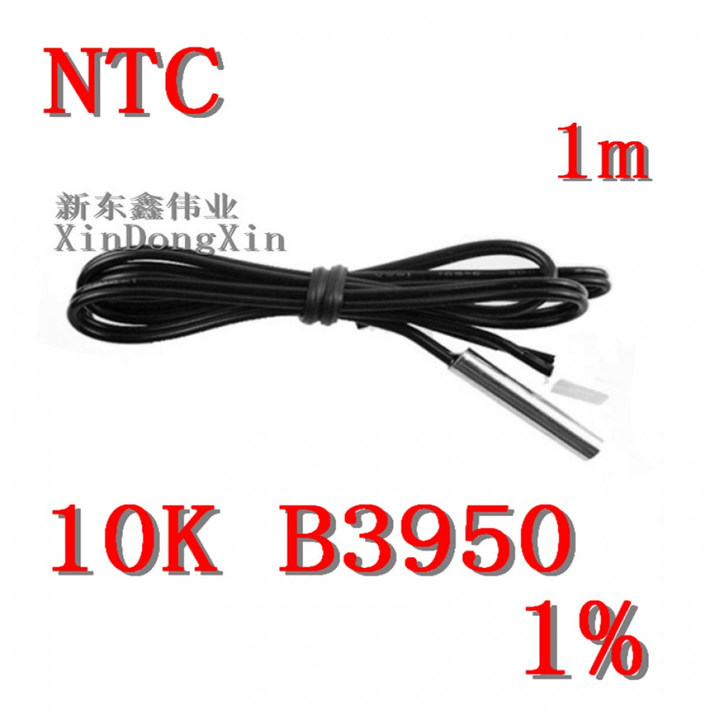 free delivery 1pcs 1 m NTC thermistor temperature sensor waterproof probe wire 10 K 1% 3950 black