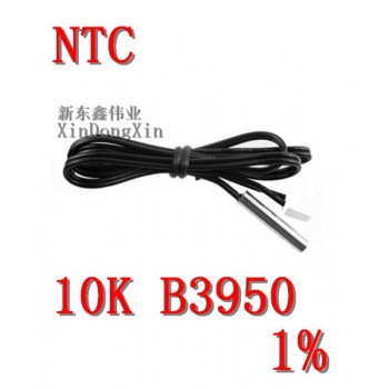 free delivery 1pcs 1 m NTC thermistor temperature sensor waterproof probe wire 10 K 1% 3950 black