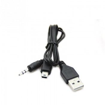 2 in 1USB Cable Jack 3.5mm AUX Cable+USB Male Mini USB 5 Pin Charge for Bluetooth Player Portable Speaker
