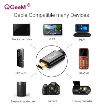 QGeeM Mini USB Cable Mini USB to USB Fast Data Charger Cable for Cellular Phones MP3 MP4 Player GPS Digital Camera HDD Mini USB