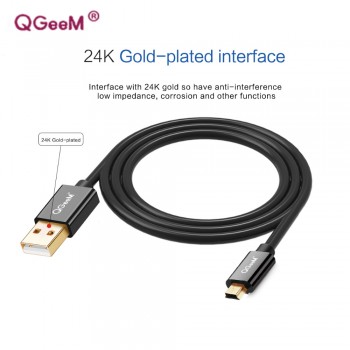 QGeeM Mini USB Cable Mini USB to USB Fast Data Charger Cable for Cellular Phones MP3 MP4 Player GPS Digital Camera HDD Mini USB