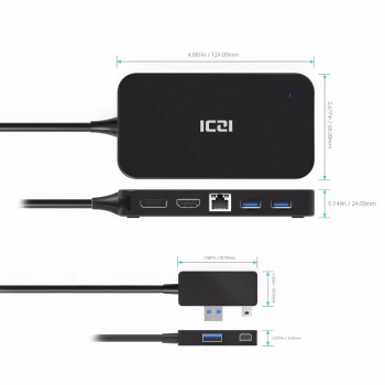 ICZI Surface Dock Hub with HDMI DP Ethernet Lan port USB 2.0/3.0 Port Docking Station for Microsoft Surface Pro 4 5 6