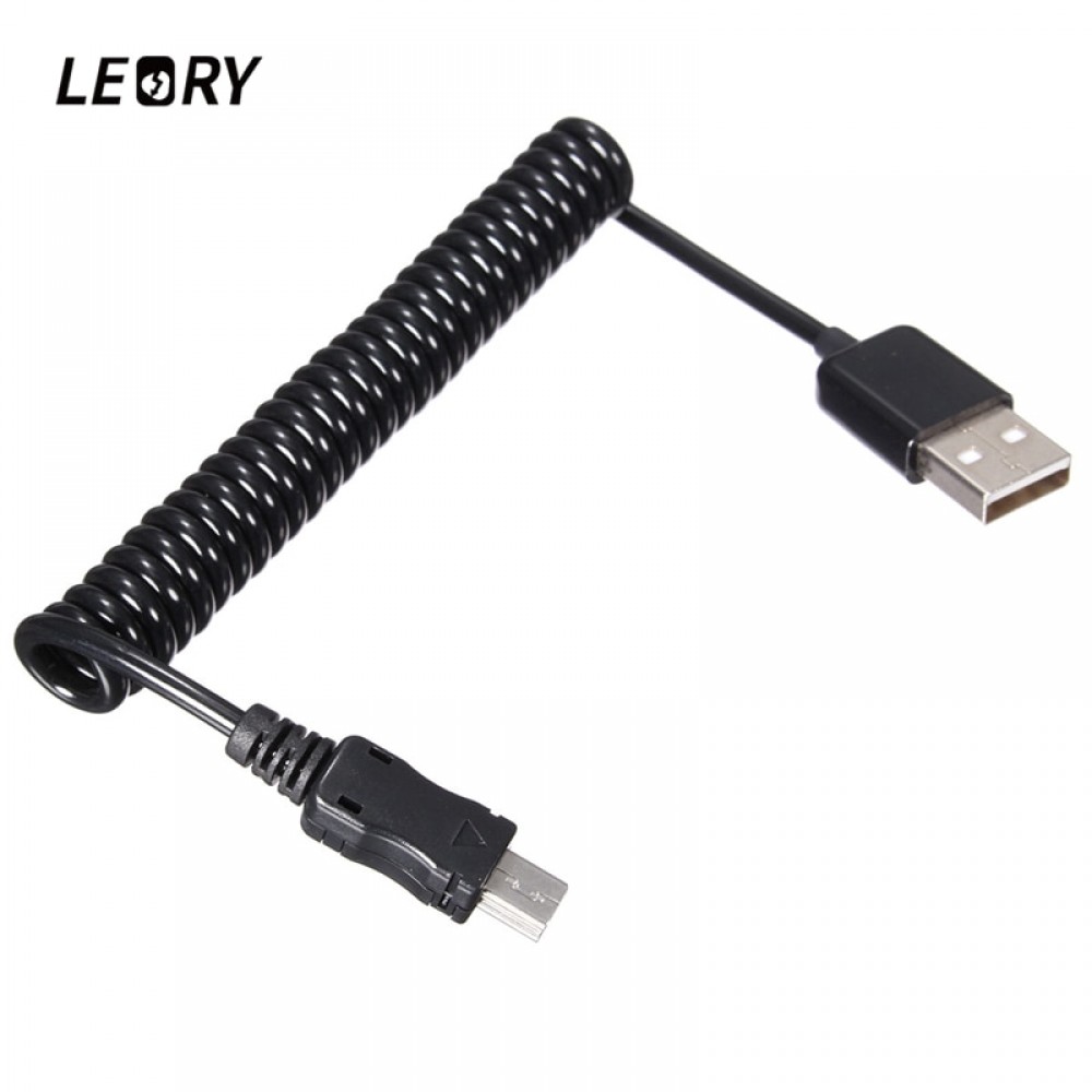 LEORY Mini USB Cable Coiled USB A Type Male USB to Mini USB Male 5pin Connector Spiral Stretch Data Cable