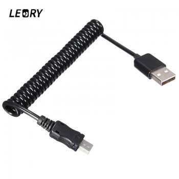 LEORY Mini USB Cable Coiled USB A Type Male USB to Mini USB Male 5pin Connector Spiral Stretch Data Cable