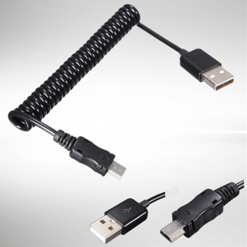 LEORY Mini USB Cable Coiled USB A Type Male USB to Mini USB Male 5pin Connector Spiral Stretch Data Cable