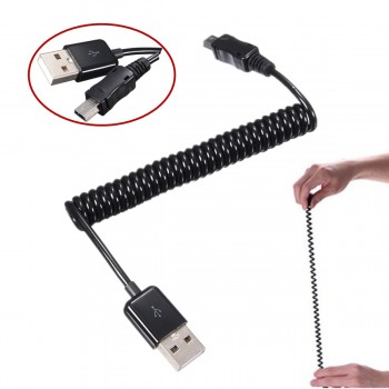 LEORY Mini USB Cable Coiled USB A Type Male USB to Mini USB Male 5pin Connector Spiral Stretch Data Cable