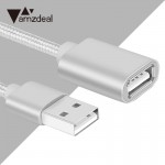 2M USB Nylon Extension Line Cable Lead Wire Male Plug To Female Socket Connector
