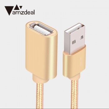 2M USB Nylon Extension Line Cable Lead Wire Male Plug To Female Socket Connector