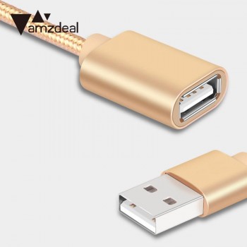 2M USB Nylon Extension Line Cable Lead Wire Male Plug To Female Socket Connector