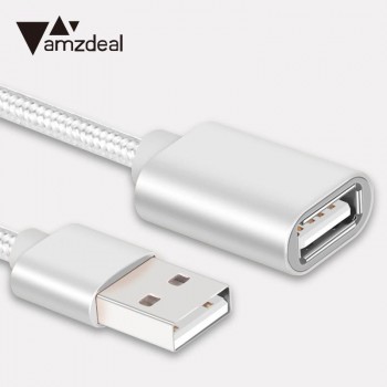 2M USB Nylon Extension Line Cable Lead Wire Male Plug To Female Socket Connector
