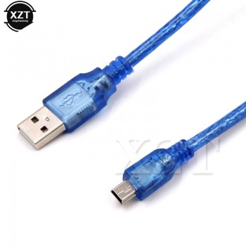 0.3M 1.5M 3M 5M 1pcs USB 2.0 Type A Male to Mini 5P Male Mini 5P USB data Cable Foil + Braided Shielding Blue data Cord For MP3