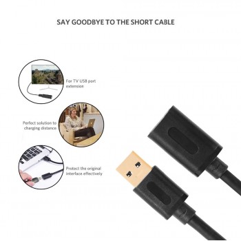Rovtop USB Extension Cable USB 3.0 Cable For Smart TV PS4 One SSD USB3.0 2.0 to Extender Data Cord Mini USB Extension Cable