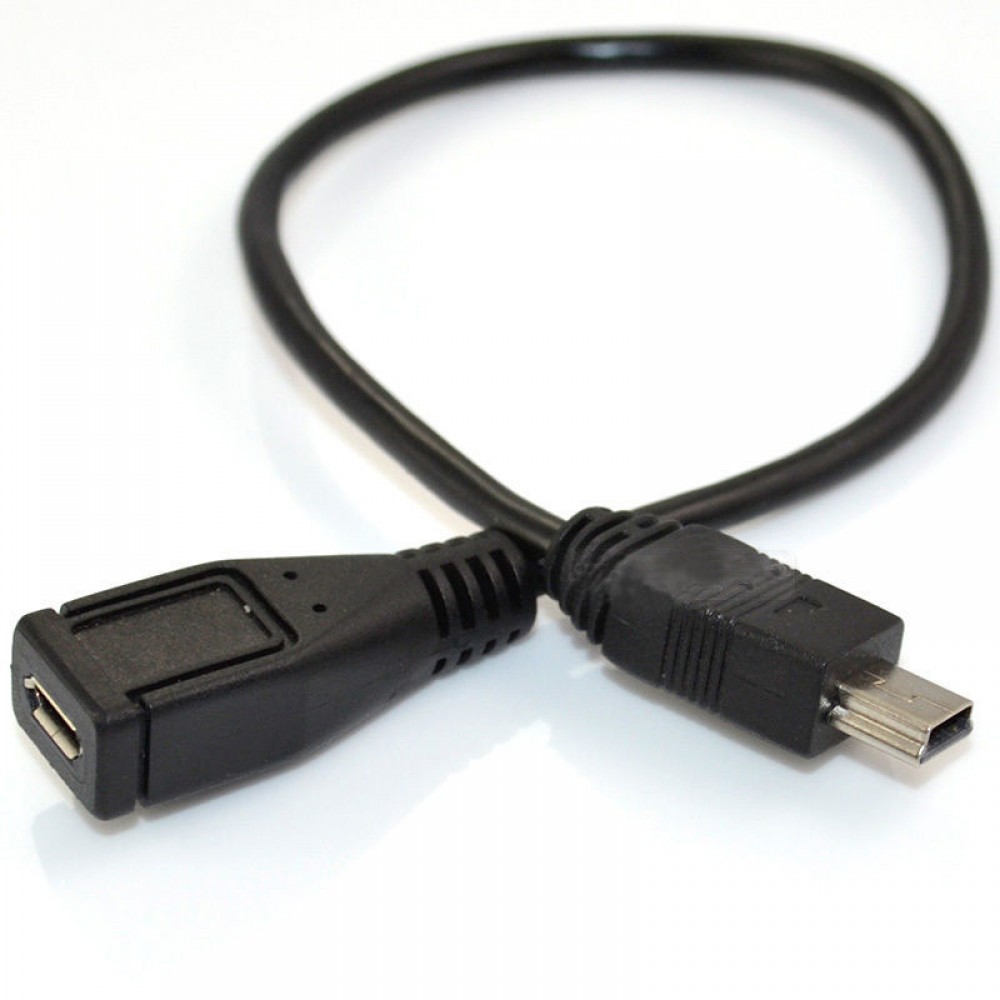 High Quality Practical Black USB 2.0 Mini USB 5-Pin Male to Micro USB Female Adapter Cable