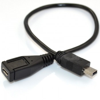 High Quality Practical Black USB 2.0 Mini USB 5-Pin Male to Micro USB Female Adapter Cable