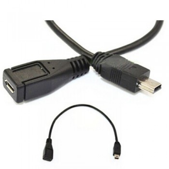 High Quality Practical Black USB 2.0 Mini USB 5-Pin Male to Micro USB Female Adapter Cable
