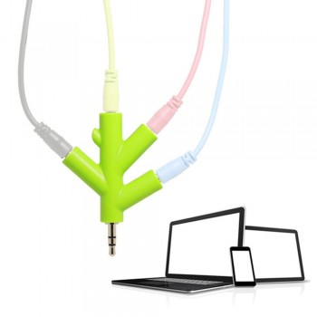 High Quality  3.5mm Branches Audio Splitter Earphone Headphone Cable Male to 4 Female Adapter For Sharing Music With Friends