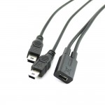 1pcs Mini USB 2.0 Female To Dual 2x Male Splitter Y Extension Charger Adapter Cable Cord 30cm