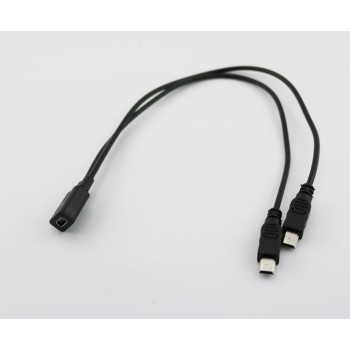 1pcs Mini USB 2.0 Female To Dual 2x Male Splitter Y Extension Charger Adapter Cable Cord 30cm