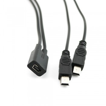 1pcs Mini USB 2.0 Female To Dual 2x Male Splitter Y Extension Charger Adapter Cable Cord 30cm