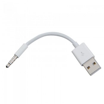 3.5mm Jack AUX to USB 2.0 Charger Data Sync Audio Adapter Cable for Apple iPod Shuffle 3rd 4th 5th 6th gen MP3 MP4 Player Cord