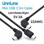 Unnlink Mini USB Cable 3.5meter DC 5V 3A Current 2*22AWG Copper Core Wire Power Supply Cable Cord For Car Dash Camera DVR GPS