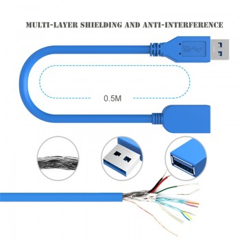 Hot Sale USB 3.0 Male to Female Extension Cable USB3.0 Data Sync Fast Speed Cord Connector for Phone Hard Disk Laptop PC Printer