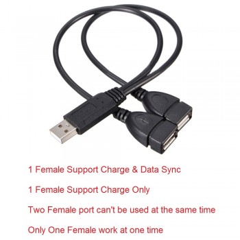 USB 2.0 A Male to 2 Dual USB Female Jack Y Splitter Charge Data Sync Hub USB Cable Extension Cord USB Splitter Enhancer Adapter