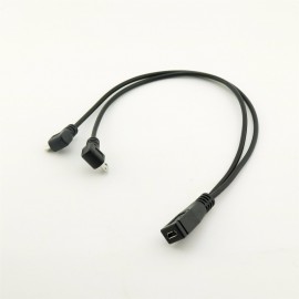 1pcs Micro USB 2.0 5 Pin Female To Dual 2x Male Splitter Y Angled Data Charger Charging Cable Cord For Phone Cellphone 30cm