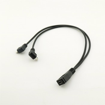 1pcs Micro USB 2.0 5 Pin Female To Dual 2x Male Splitter Y Angled Data Charger Charging Cable Cord For Phone Cellphone 30cm