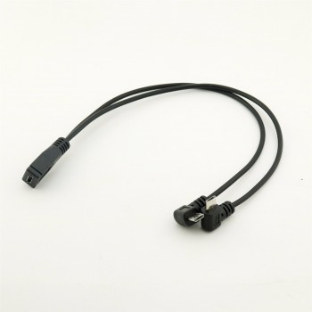 1pcs Micro USB 2.0 5 Pin Female To Dual 2x Male Splitter Y Angled Data Charger Charging Cable Cord For Phone Cellphone 30cm