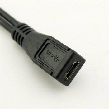 1pcs Micro USB 2.0 5 Pin Female To Dual 2x Male Splitter Y Angled Data Charger Charging Cable Cord For Phone Cellphone 30cm