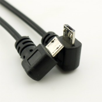 1pcs Micro USB 2.0 5 Pin Female To Dual 2x Male Splitter Y Angled Data Charger Charging Cable Cord For Phone Cellphone 30cm