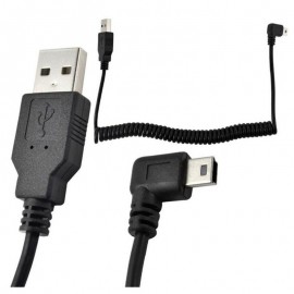 LBSC 5Ft Spiral Coiled USB MINI 5Pin 5P right angle Male to USB 2.0 A male plug Cable