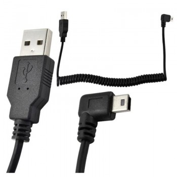 LBSC 5Ft Spiral Coiled USB MINI 5Pin 5P right angle Male to USB 2.0 A male plug Cable