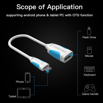Vention OTG Adapter Micro USB to USB 2.0 Converter OTG Cable 90 Degree for Android Samsung Galaxy Xiaomi Tablet