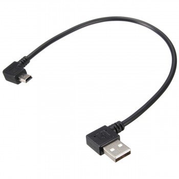 LEORY 25cm 90 Degree Angled Mini USB Cable Mini USB to USB 2.0 Data Sync Charger Cable for Mobile Phone MP3 MP4 GPS Camera HDD