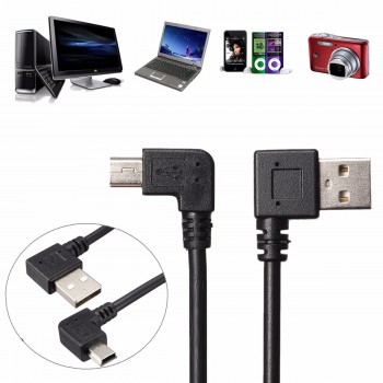 LEORY 25cm 90 Degree Angled Mini USB Cable Mini USB to USB 2.0 Data Sync Charger Cable for Mobile Phone MP3 MP4 GPS Camera HDD