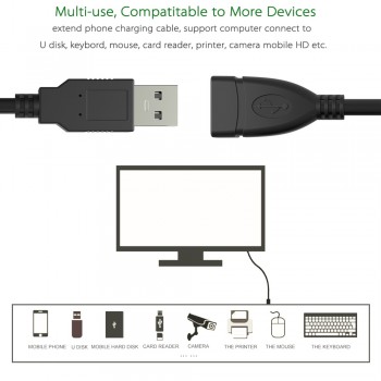 High Speed USB 2.0 Male To Female Extension Cable Connector Adapter Cable Cord Cabo for Printer Camera Mouse USB Flash Drive