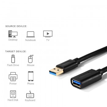 Rovtop USB 3.0 AM-AF Extension Cable Cord USB3.0 Cable Male to Female Data Sync USB 2.0 Extender Cord 5Gbp/s Extension Cable Z2