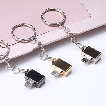 Micro USB to USB2.0 Keychain Extension OTG Data Cable USB Flash Disk Adapter Key Chain Ring OTG Converter for Samsung Xiaomi HTC
