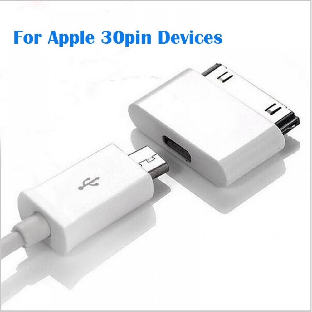 30 Pin to Micro usb Dock Charger Adapter Converter For iPhone 4 4s 3GS New ipad 3 2 ipod touch 4 Android Charging USB Cable Cord
