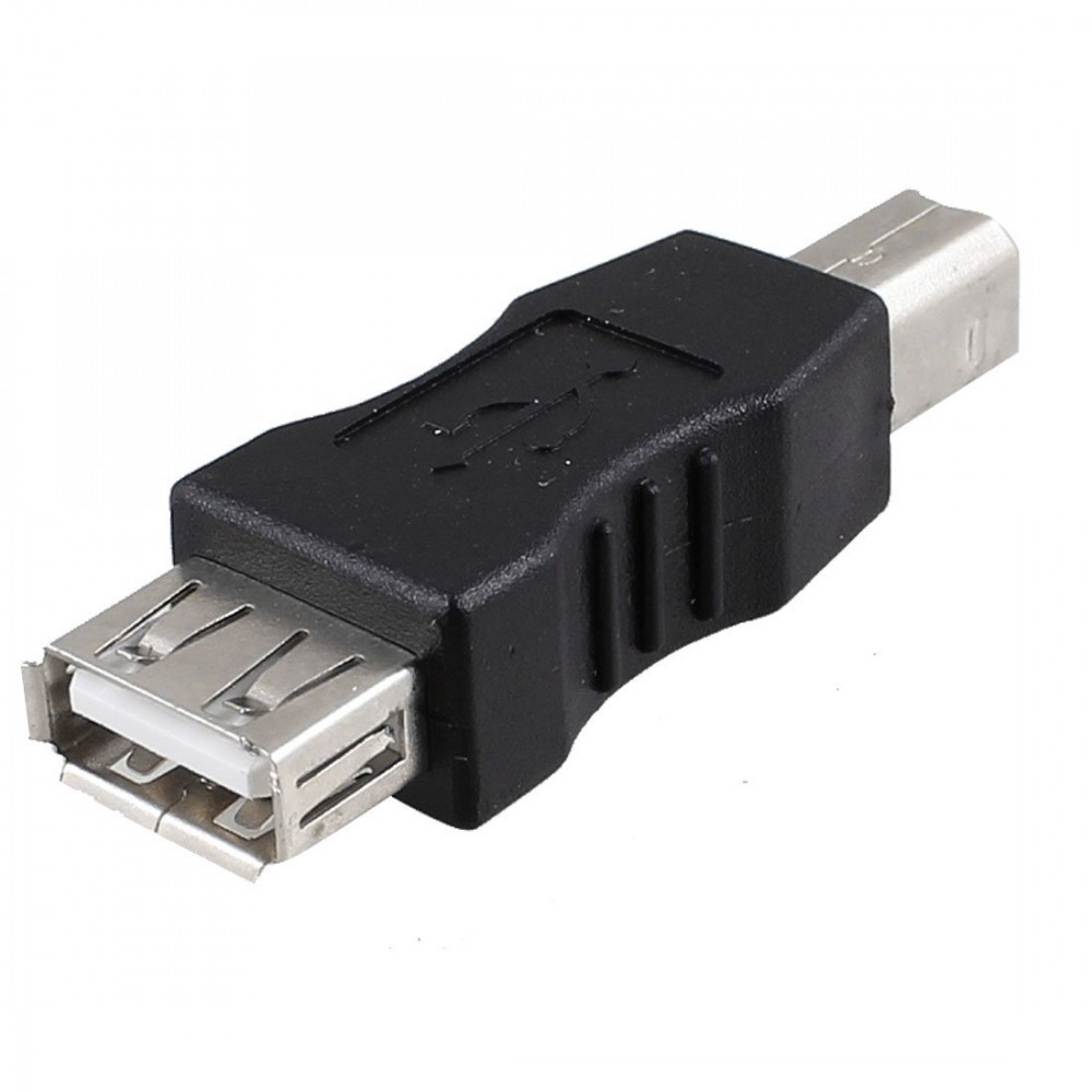 USB printer adapter type A female - type B male black silver tone