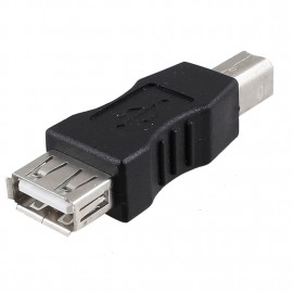 USB printer adapter type A female - type B male black silver tone