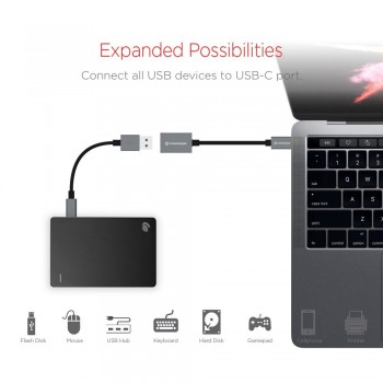 TANGGOOD USB C to USB A female Adapter OTG Cable USB 3.1 3.0 5Gbps Data Speed for Macbook Pro Xiaomi Mi6 Mix 2 Nexus 15cm