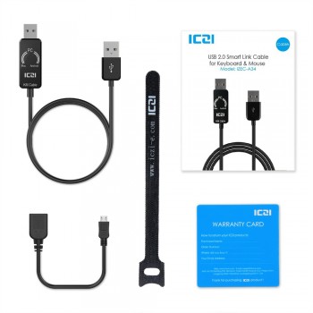 ICZI USB 2.0 Easy Transfer Cable (5ft/1.5m) USB 2.0 Smart KM (Keyboard amp; Mouse) Link for Windows 10/ 8.1/ 8/ 7/ Vista XP Mac OS