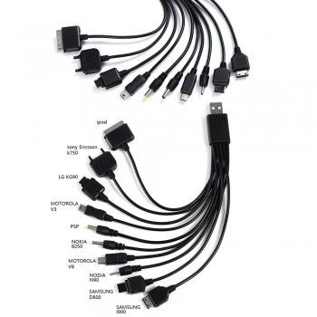 New 1PC 10 in 1 Charger USB Cable for iPod Motorola Nokia Samsung LG Sony Ericsson K750 Consumer Electronics Data Cables