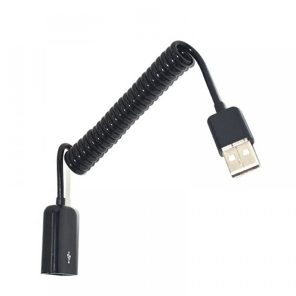 High Quality Coiled Spiral Cable USB 2.0 Male To Female Extension Adapter Cable Cord Black