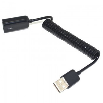 High Quality Coiled Spiral Cable USB 2.0 Male To Female Extension Adapter Cable Cord Black